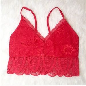 RED LACE TRIM BRALETTE